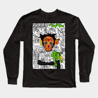 Unique MaleMask NFT with MexicanEye Color and Doodle Art Long Sleeve T-Shirt